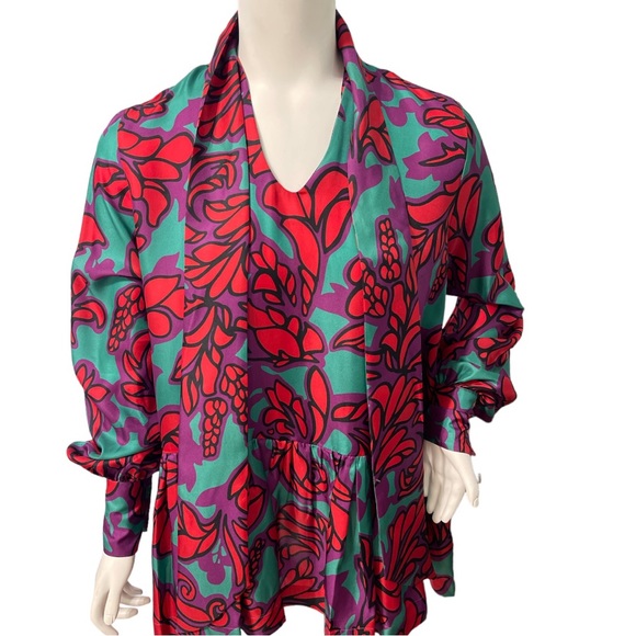 Le Sarte Pettegole Women’s Silk Floral Blouse EUC Vibrant Size 38 US 4 - Picture 3 of 6